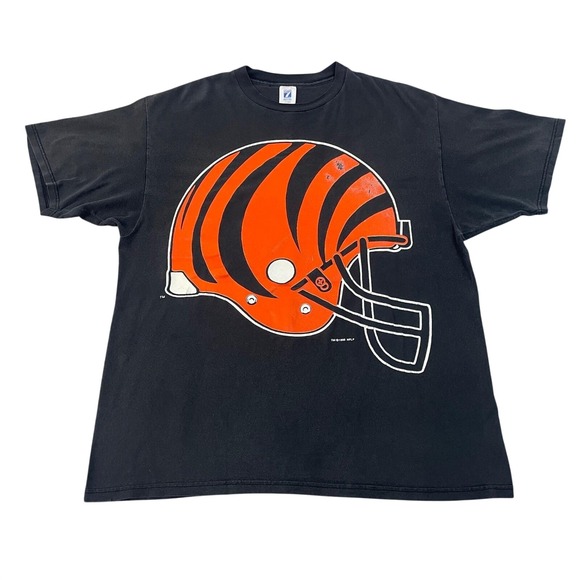 VTG Logo 7 Cincinnati Bengals Helmet T Shirt Black 1995 NFL 2XL USA Made